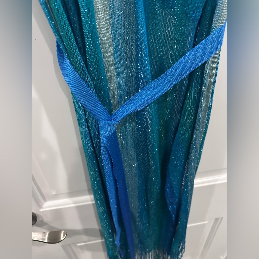 Luli Fama Turquoise Sheer sparkle Cover-Up - Picture 5 of 7